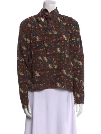 Pre-owned Isabel Marant Silk Floral Print Blouse In Blue