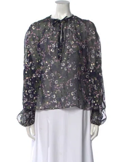 Pre-owned Isabel Marant Silk Floral Print Blouse In Blue