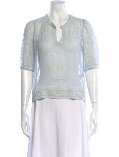 Pre-owned Isabel Marant Silk Floral Print Blouse In Blue