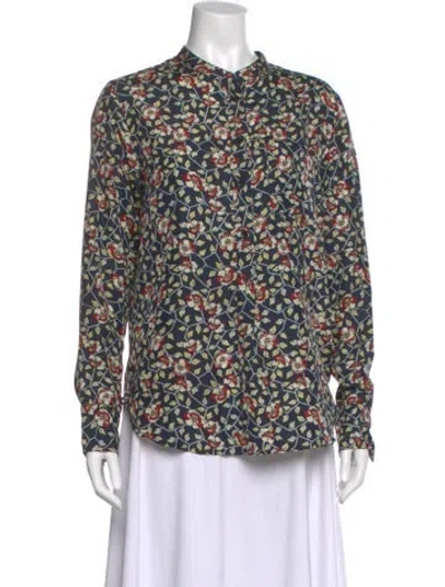 Pre-owned Isabel Marant Silk Floral Print Blouse In Blue