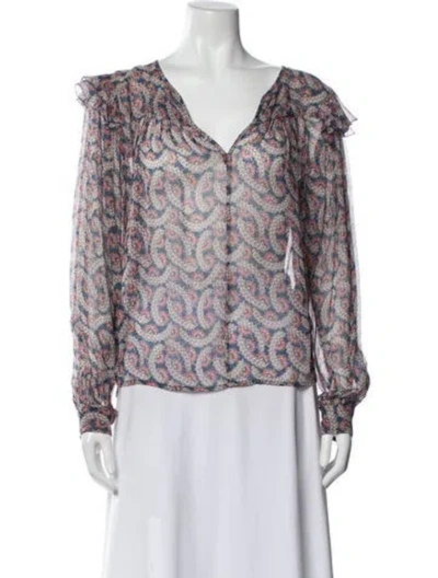 Pre-owned Isabel Marant Silk Floral Print Blouse In Blue