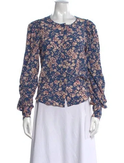 Pre-owned Isabel Marant Silk Floral Print Blouse In Blue