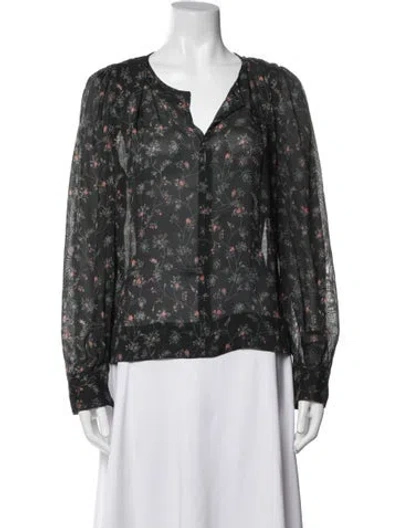 Pre-owned Isabel Marant Silk Floral Print Blouse In Blue