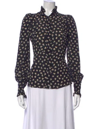 Pre-owned Isabel Marant Silk Floral Print Blouse In Blue