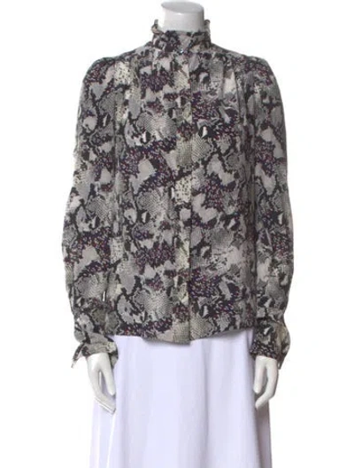 Pre-owned Isabel Marant Silk Floral Print Blouse In Gray
