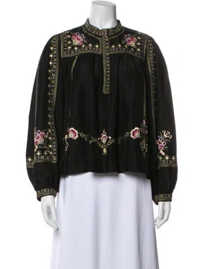 Pre-owned Isabel Marant Silk Floral Print Blouse In Gray