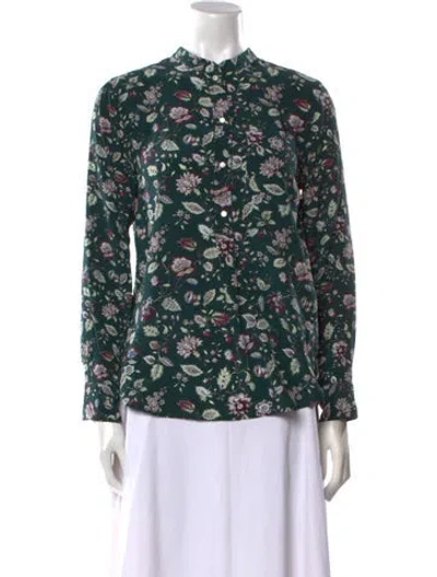 Pre-owned Isabel Marant Silk Floral Print Blouse In Green