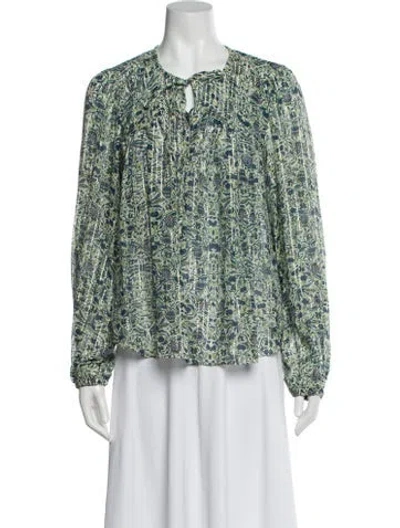 Pre-owned Isabel Marant Silk Floral Print Blouse In Green