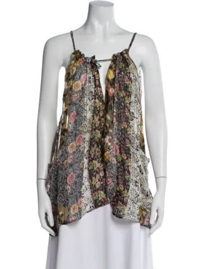 Pre-owned Isabel Marant Silk Floral Print Blouse In Green