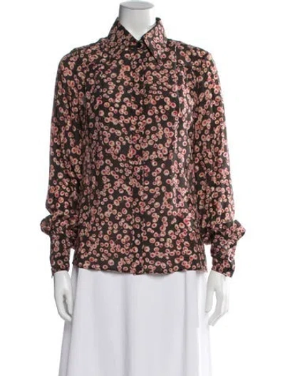 Pre-owned Isabel Marant Silk Floral Print Blouse In Green