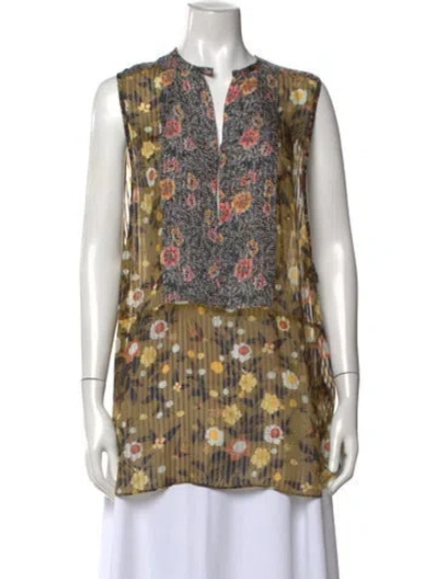 Pre-owned Isabel Marant Silk Floral Print Blouse In Green