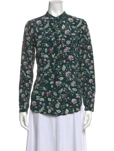 Pre-owned Isabel Marant Silk Floral Print Blouse In Green