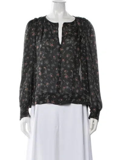 Pre-owned Isabel Marant Silk Floral Print Blouse In Grey