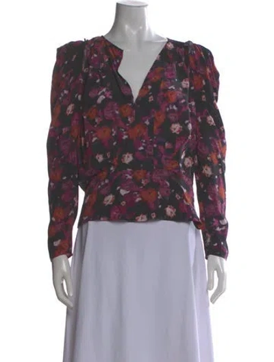 Pre-owned Isabel Marant Silk Floral Print Blouse In Multi