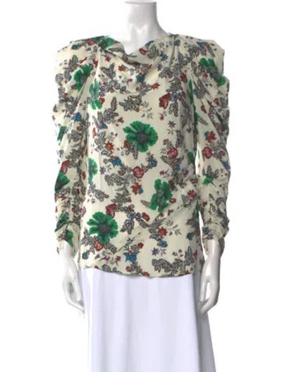 Pre-owned Isabel Marant Silk Floral Print Blouse In Neutral