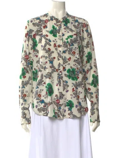 Pre-owned Isabel Marant Silk Floral Print Blouse In Neutral