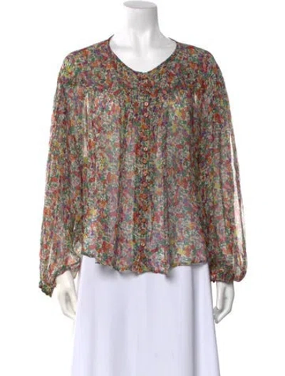 Pre-owned Isabel Marant Silk Floral Print Blouse In Neutral