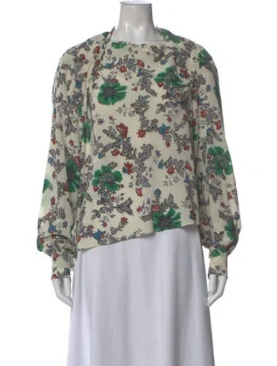 Pre-owned Isabel Marant Silk Floral Print Blouse In Neutral