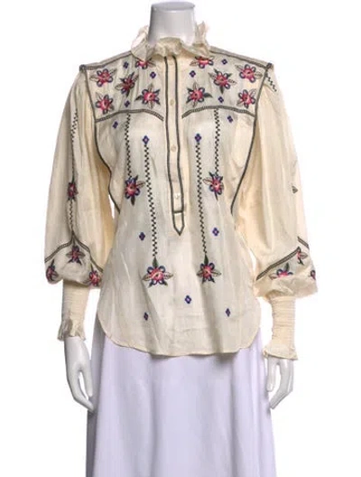 Pre-owned Isabel Marant Silk Floral Print Blouse In Neutrals