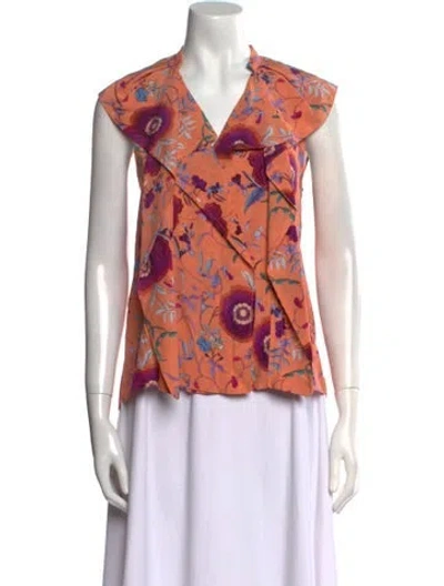 Pre-owned Isabel Marant Silk Floral Print Blouse In Orange