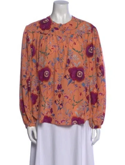 Pre-owned Isabel Marant Silk Floral Print Blouse In Orange