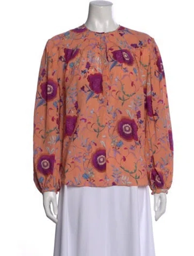 Pre-owned Isabel Marant Silk Floral Print Blouse In Orange
