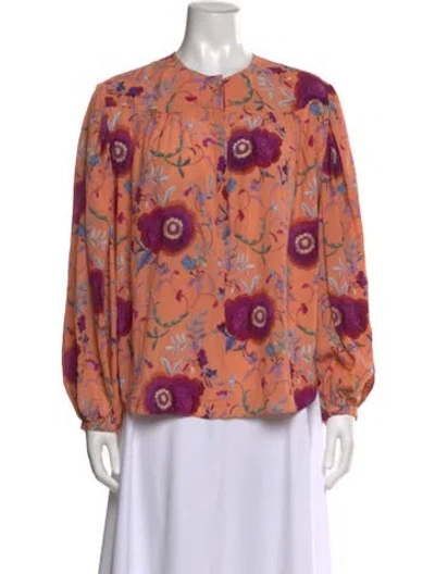 Pre-owned Isabel Marant Silk Floral Print Blouse In Orange