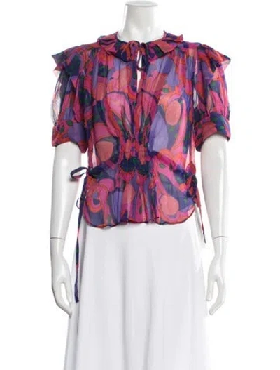 Pre-owned Isabel Marant Silk Floral Print Blouse In Pink