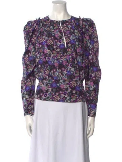 Pre-owned Isabel Marant Silk Floral Print Blouse In Purple
