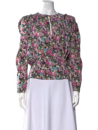 Pre-owned Isabel Marant Silk Floral Print Blouse In Purple