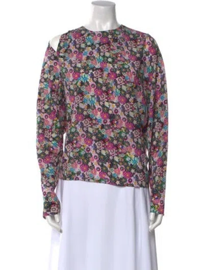 Pre-owned Isabel Marant Silk Floral Print Blouse In Purple