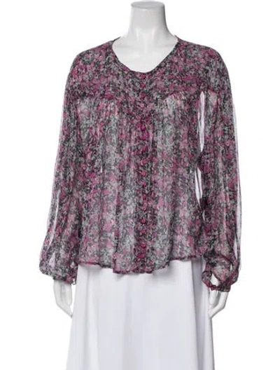 Pre-owned Isabel Marant Silk Floral Print Blouse In Purple