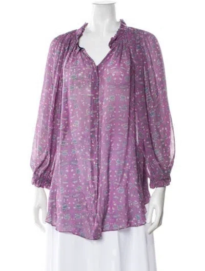 Pre-owned Isabel Marant Silk Floral Print Blouse In Purple