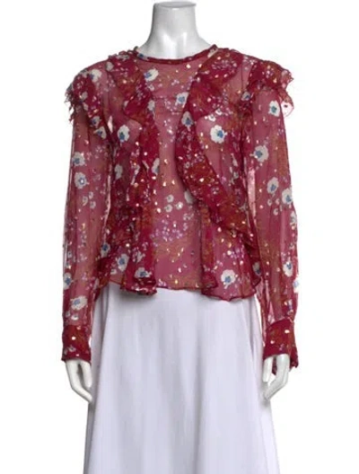 Pre-owned Isabel Marant Silk Floral Print Blouse In Purple