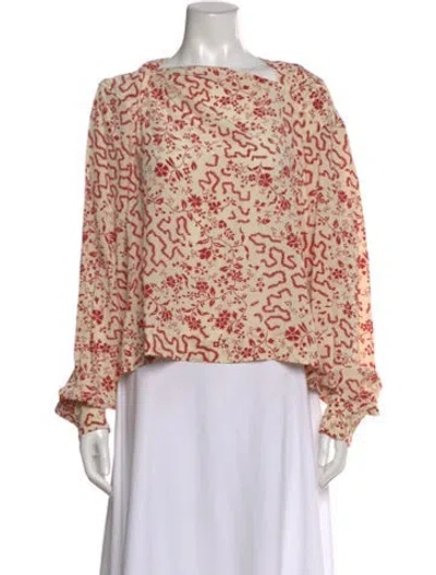 Pre-owned Isabel Marant Silk Floral Print Blouse In Red