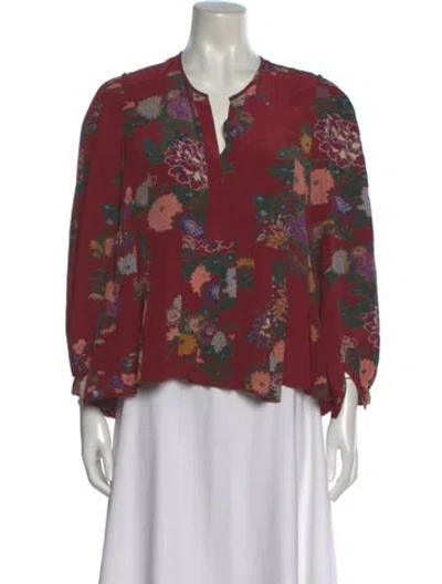 Pre-owned Isabel Marant Silk Floral Print Blouse In Red