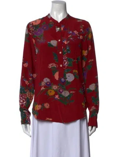 Pre-owned Isabel Marant Silk Floral Print Blouse In Red