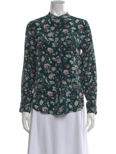 Pre-owned Isabel Marant Silk Floral Print Blouse W/ Tags In Green