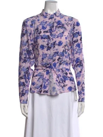 Pre-owned Isabel Marant Silk Floral Print Blouse W/ Tags In Purple