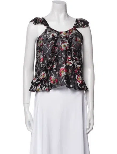 Pre-owned Isabel Marant Silk Floral Print Crop Top In Black