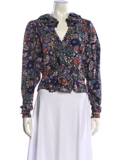 Pre-owned Isabel Marant Silk Floral Print Crop Top In Multi