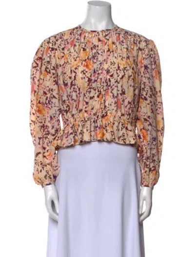 Pre-owned Isabel Marant Silk Floral Print Crop Top W/ Tags In Neutral