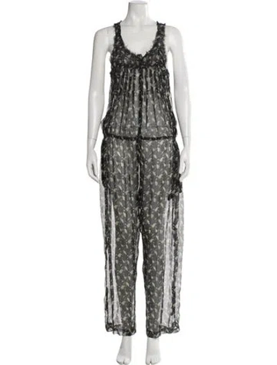 Pre-owned Isabel Marant Silk Floral Print Jumpsuit In Black