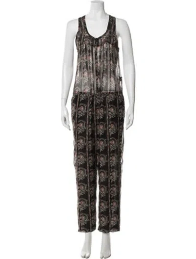 Pre-owned Isabel Marant Silk Floral Print Jumpsuit In Black