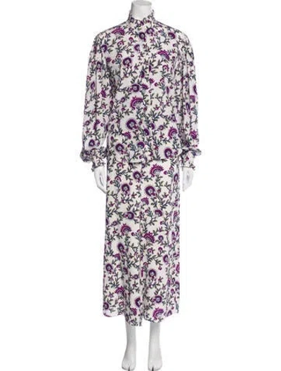 Pre-owned Isabel Marant Silk Floral Print Skirt Set In Purple
