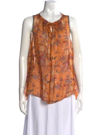 Pre-owned Isabel Marant Silk Floral Print Sweater In Orange
