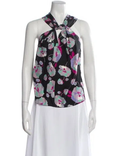Pre-owned Isabel Marant Silk Floral Print Top In Black
