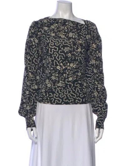 Pre-owned Isabel Marant Silk Floral Print Top In Blue