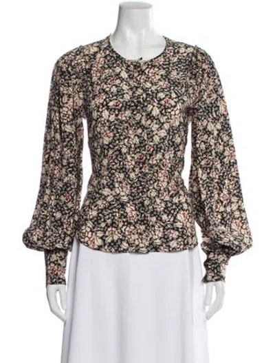 Pre-owned Isabel Marant Silk Floral Print Top In Blue