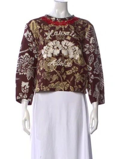 Pre-owned Isabel Marant Silk Floral Print Top In Brown
